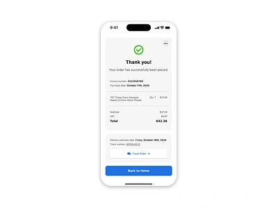 Daily UI #17 - Purchase Receipt dailyui e commerce graphic design mobile app mobile order online shopping online store order confirmation purchase receipt ui ux