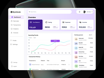 Personal Wallet - Finance Dashboard charts dashboard finance fintech saas ui ux