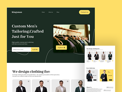 Elegant and Modern Kingsmen Tailors Website Design branding figma graphic design landing page tailors ui web design website