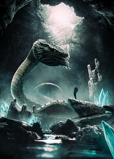 Confronting The Dragon digital art digital painting dragon fantasy fantasy art magic photo manipulation photoshop