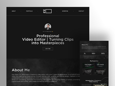 Video Editor Freelancer landing page. branding figma graphic design landing page ui web design