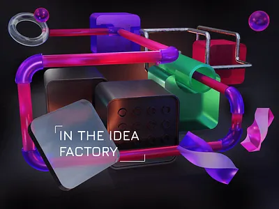 In the idea factory 3d blender glassmorphism illustration pipeline