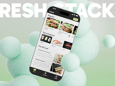 FreshStacks Sandwich Ordering App 3d 3d illustration app branding design graphic design illustration interface mobile ui