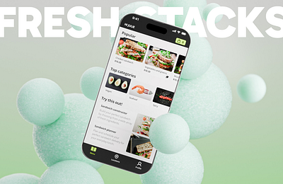 FreshStacks Sandwich Ordering App 3d 3d illustration app branding design graphic design illustration interface mobile ui