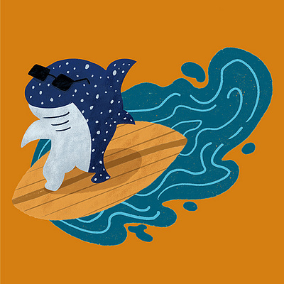 Surfing Shark 🦈🌊 design illustration shark surfing