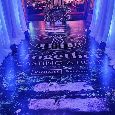 Casting a Light 2024 Event Entrance: a casting design entrance floor foliage gala graphic design light lights