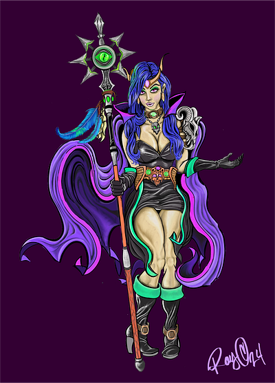 Necromancer Pin up girl, what to name her? digital art dungeaons and dragons fantasy art female art necromancer pin up girl