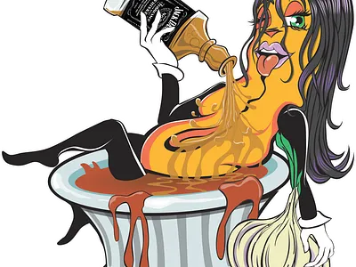 Miss Jack Daniels BBQ, she is a chicken wing! cartoon art character chicken wing concept art