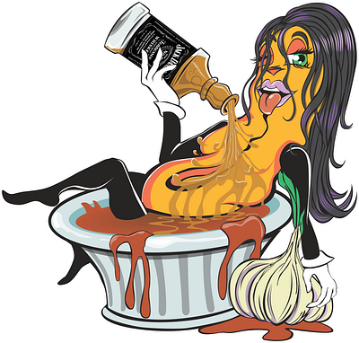 Miss Jack Daniels BBQ, she is a chicken wing! cartoon art character chicken wing concept art