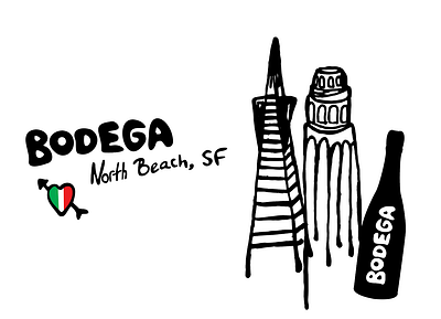 Bodega North Beach Illustrations bar beach branding design illustration north north beach san francisco sf typography wine