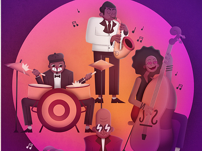 JAZZ BAND QUARTET ILLUSTRATION characterdesign flat graphic design illustration jazz music poster quartet vector