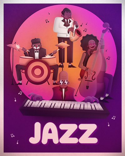 JAZZ BAND QUARTET ILLUSTRATION characterdesign flat graphic design illustration jazz music poster quartet vector