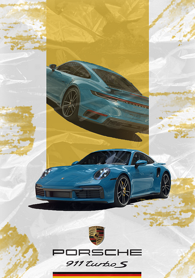 Porsche 911 Turbo S Poster 3d animation branding car graphic design logo motion graphics poster ui