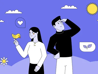 Spring flat illustration. art cartoon design flat illustration people spring trend trendy vector