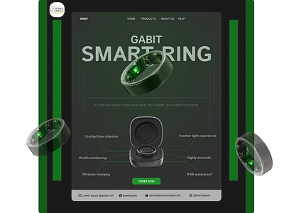 LANDING PAGE FOR GABIT ( A SMART RING) branding figma figmadesign figmadesigner healthcaredesign healthdesign healthlandingpage landingpage ringdesign ringlandingpage ui uiinspiration uiux