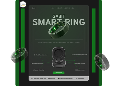 LANDING PAGE FOR GABIT ( A SMART RING) branding figma figmadesign figmadesigner healthcaredesign healthdesign healthlandingpage landingpage ringdesign ringlandingpage ui uiinspiration uiux