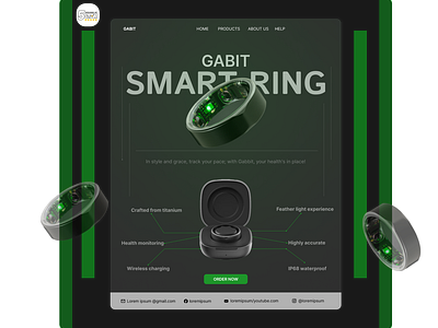 LANDING PAGE FOR GABIT ( A SMART RING) branding figma figmadesign figmadesigner healthcaredesign healthdesign healthlandingpage landingpage ringdesign ringlandingpage ui uiinspiration uiux