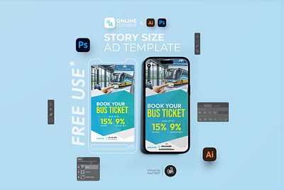 Bus Ticket Booking Instagram Story aam360 branding bus ticket booking bus ticket booking discount concept design free flyer illustration online ticket service ticket booking service transport agency flyer