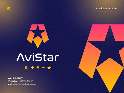 Modern letter A, Star and Rocket Aviation, Flight, Space logo avistar logo best logo branding creative logo flight logo fly galaxy logo letter a logo logo logo design logo designer logo icon modern logo rocket logo space logo star logo top logo travel logo