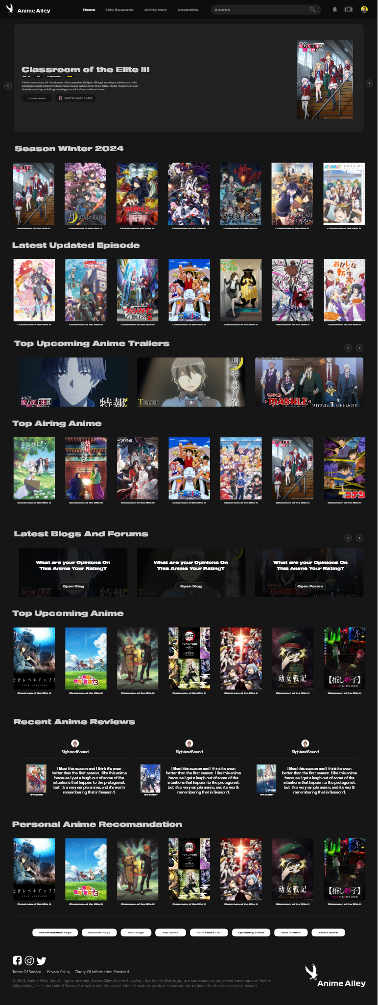 Anime / Movie Website Statistics anime figma footer homepage media navbar search searchpage site statistics streaming ui ux website