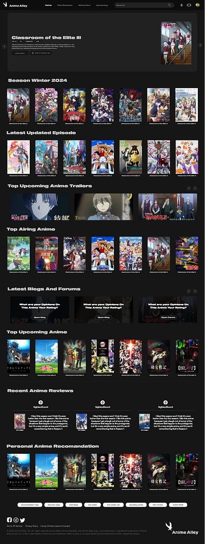 Anime / Movie Website Statistics anime figma footer homepage media navbar search searchpage site statistics streaming ui ux website