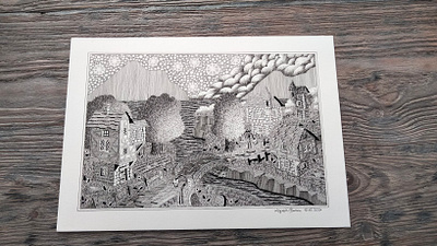 10.10.2024 handmade illustration medieval village