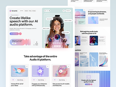Ai Audio Platform Website 2024 ai generator ai platform ai web ai website audio audio editing audio recoding creative creative website dsign landingpage platform saas saas website smart voice recorder ui uiux ux voice transferring