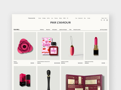 Parlamour - product listing view e commerce erotic graphic design online store webdesign website