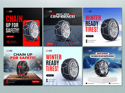 Car Tire Chains Social Media And Web Banner Design cover