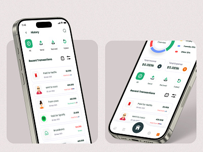 Al-Qaseh History screen 2024 arabic mobile ui arabic ui bank app finance ui financial ui fintech ui green ui mobile app mobile ui neel litoriya neelpari saloneel saloni ui ux