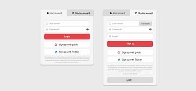 free Login and create account create account form graphic design login login create account sing up ui