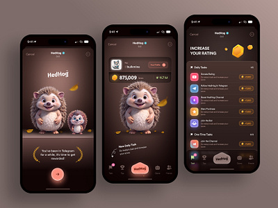 HedHog- Telegram MiniGame Bot🔥 3d airdrop app bot coin creative crypto design earn game hamster combat mobile tap game tap to earn telegram bot trend ui uidesign uiux web3