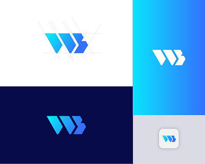 WB LETTER LOGO accounting app card credit card debit card deposit dollar finance financial fintech growth modern money money transfer pay paypal transactions transfer wb letter logo wise