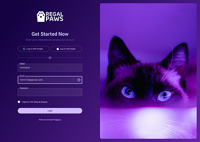 Pet Service - Sign up (Material 3 Theme) ui