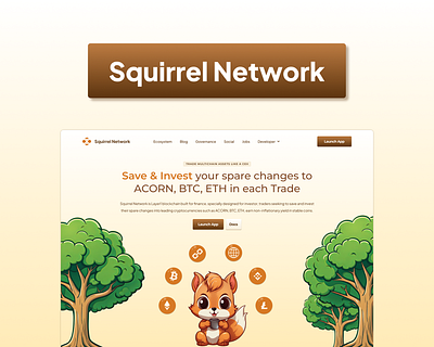 Squirrel Network - Crypto Landing Page cartoonish web design crypto landing page crypto project landing page design