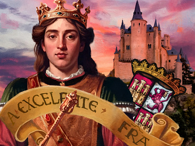 Portrait of Henry IV of Castile alcazar castle crown enriqueiv king medieval segovia shield tradigital tradigitalillustration