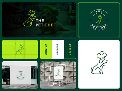 Pet logo design branding doghat graphic design greenlogo logo logodesign logopresentation minimalogo petchef petlovers shef shefdog