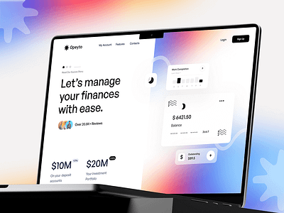 Finance Header Exploration-Opeyto business colorful website design finance business finance website fintech fintech header fintech landing page header header exploration header page design modern fintech website money money secure saas ui uidesign uiux design webdesign