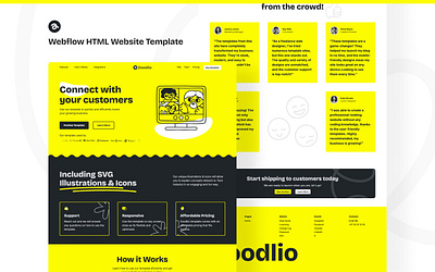 Doodlio - Marketing Website Template doodle framer illustration marketing campaign marketing landing page saas design scribbble startup site design web design webflow marketplace webflow template