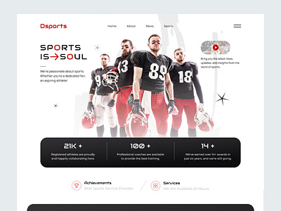 Sports Website Landing Page UI Design branding figma graphic design landing page logo sports sports design sports website ui ui design ux ux design web web development website website design website development