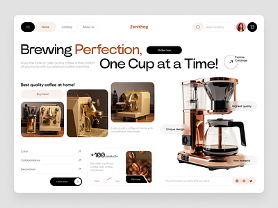 Coffee machine landing☕️ coffe coffe machine design ecommerce landing page minimal shop store trend ui ux