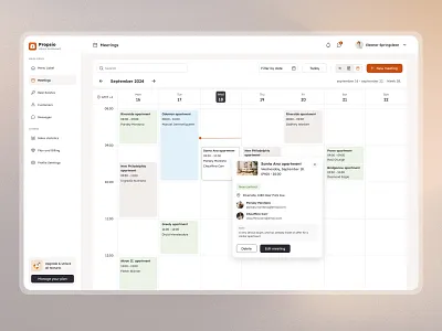 Propsio - Admin Dashboard UI Kit admin app design application calendar dashboard design event figma meeting minimal product design time management ui ui8 ux