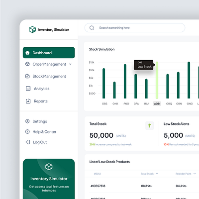 Stock Simulation Dashboard UI Design adminpanel dashboard dashboardui design figma figmaui inventorymanagemnet landingpage lightheme stocksimulationdesign ui uiux userinterface ux viral webapp webui