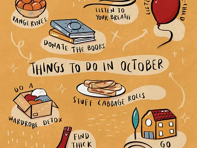 Things To Do In October cute doodle drawimg illustration inspiration inspirational month october pretty season seasonal typography
