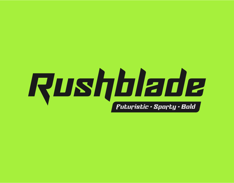 Rushblade Font branding design digital font font design futuristic game graphic design illustration logo logotype machine racing robotic space sports square techno typography ui