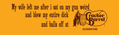 My Wife Left Me After I Sat On My Gun Weird Car Magnet conversationstarter darkhumor funnycarmagnet gaggift humoronthego mywifeleftme quirkyhumor roadtriplaughs vstandoutontheroad weirdcarmagnet