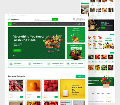 Grocery Shop Website Landing Page UI Design 3d animation app app ui app ui ux branding grocery shop website landing page ui ui design ui ux ux design webdesign website website design