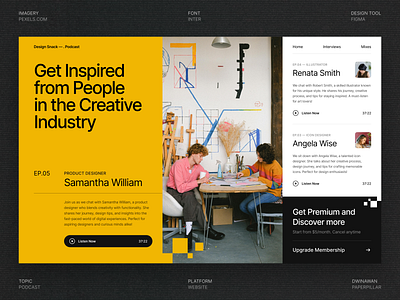 Podcast Website - Design Exploration article branding card clean creative dashboard design discussion layout music playlist podcast responsive talk typography ui website whitespace