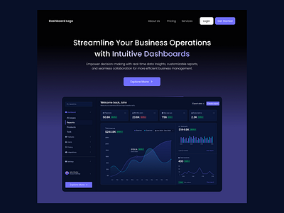 Dashboard Landing Page ui