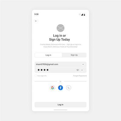 Log in Page high fidelity wireframe illustration ui ux